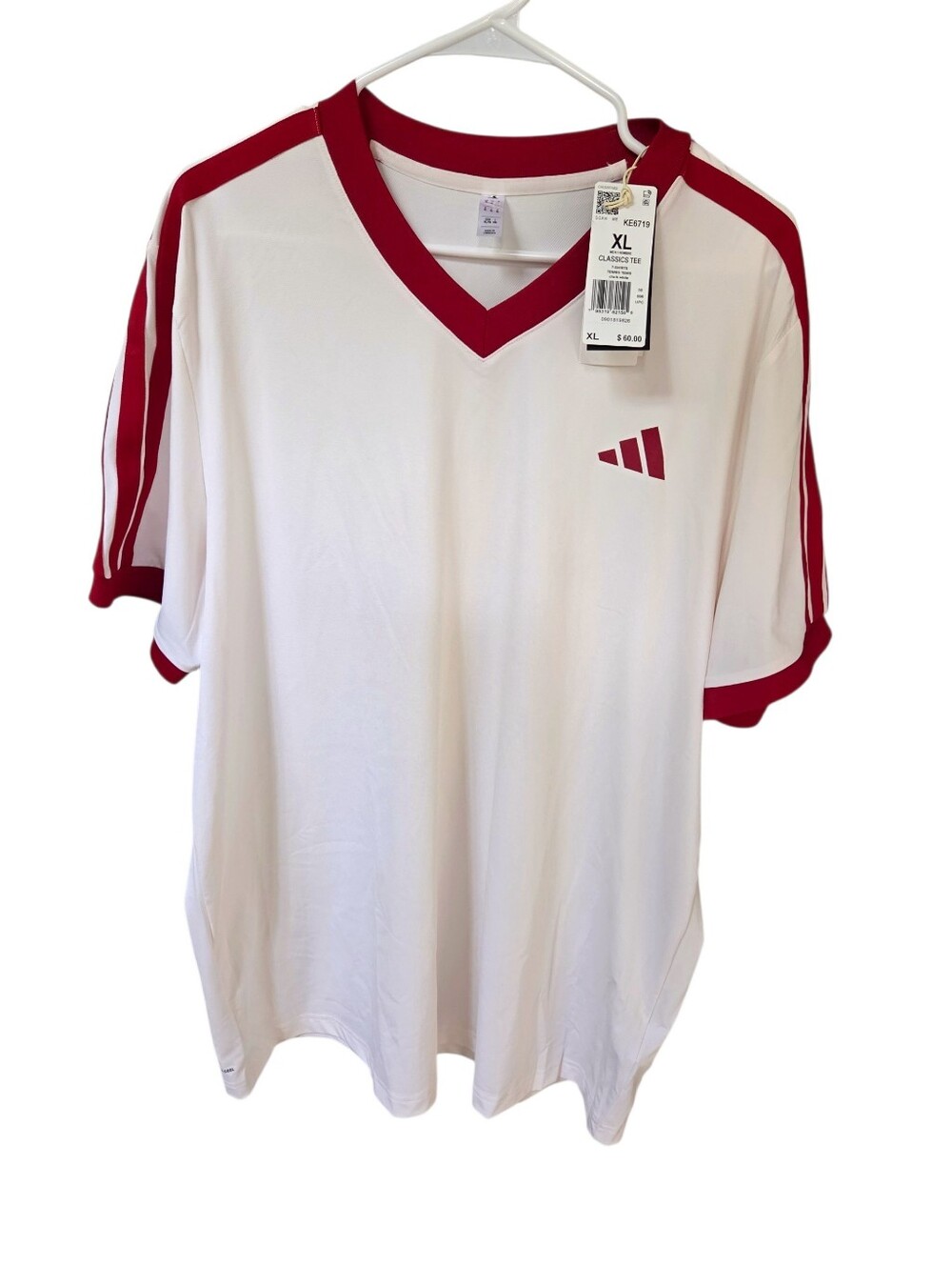 Adidas Men's Tennis Classics T-Shirt Chalk White Red Size XL NWT KE6719
